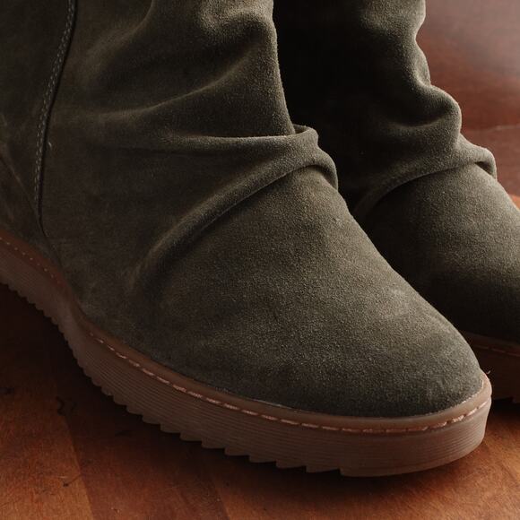 Sofft Boots Womens Size 10M Green Siri Suede Ankle Wedge Casual Preppy Side Zip - Picture 5 of 14